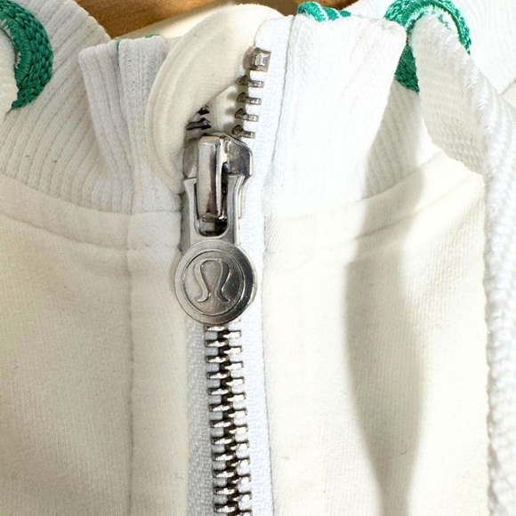 Lululemon White Zip-Up Women’s Scuba Hoodie – Retro Striped Ribbed Hem – Size 6 - Picture 3 of 8